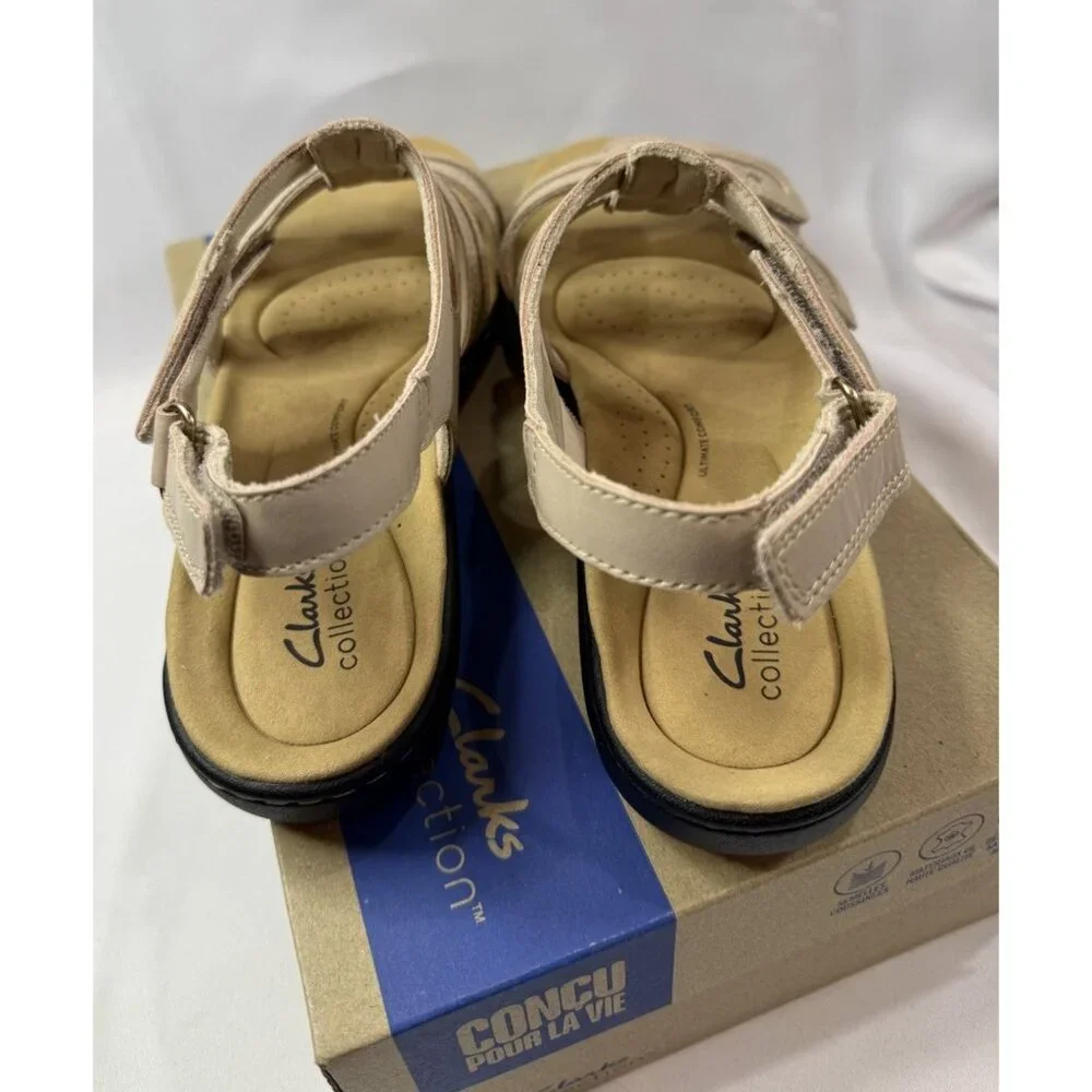 Clarks LaurieAnn Ivy Size 11 Sand Sandals Tan Leather Shoes Women’s Adjustable - Picture 5 of 6